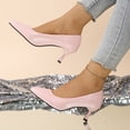thumbnail image 2 of Modisza Women's Dress Low Heel Pumps Shoes Comfortable Walking Slip on Work Sandals Summer Pointed Toe Heeled Stiletto Pink size 7.5, 2 of 7