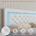 thumbnail image 2 of 4 Ever Winner Twin Floating Bed Frame with LED Lights, LED Upholstered Platform Bed Frame with Diamond Tufted Headboard, White LED Bed Frame for Bedroom, White, 2 of 7