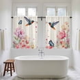 thumbnail image 4 of Pink Flower Tier Curtains 54 Inch Length, Spring Floral Butterflies Birds Elegant Farmhouse Cafe Short Curtains for Bathroom Sink, Small Kitchen Curtain Light Filtering Drapes 2 Panels 27.5"Wx54"L, 4 of 8