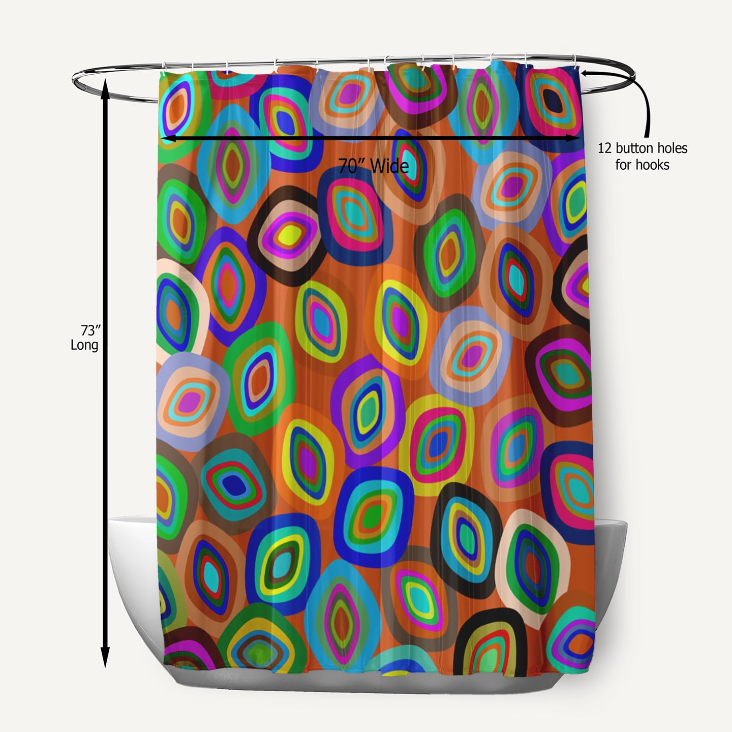 Simply Daisy 70" W x 73" L Modern Leaf Pile Polyester Shower Curtain, Multi [1 Ct]