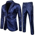 thumbnail image 2 of NoxwB Men’S Suit Slim 2-Piece Suit Business Wedding Party Jacket Coat & Pants Navy XL, 2 of 5