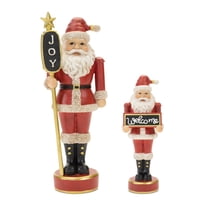 Melrose International LLC Santa w/Sign (Set of 2) 8"H, 12"H Resin