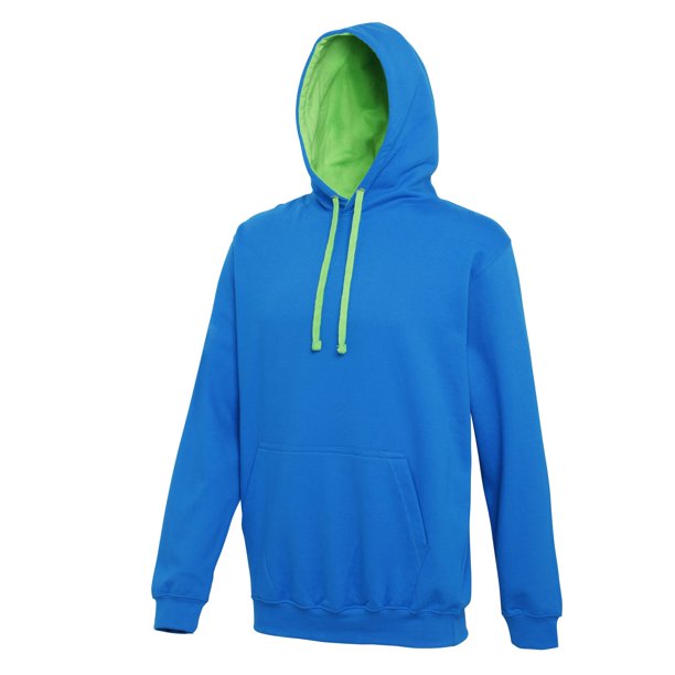 Awdis - Sudadera con capucha Modelo Varsity - Correr/Fitness/Gym/Deporte (Azul zafiro/ Verde lima)