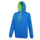thumbnail image 1 of Awdis - Sudadera con capucha Modelo Varsity - Correr/Fitness/Gym/Deporte (Azul zafiro/ Verde lima), 1 of 1