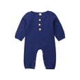 thumbnail image 1 of Mialoley Baby Romper, Solid Color Ribbed Button-Down Long Sleeve Round Neck Romper, 1 of 7