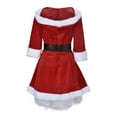 thumbnail image 6 of SRZYMJ Mrs Santa Claus Dress for Women Velvet Hooded Dress with Belt Holiday Party Long Sleeve Dress Christmas Clothes, 6 of 9