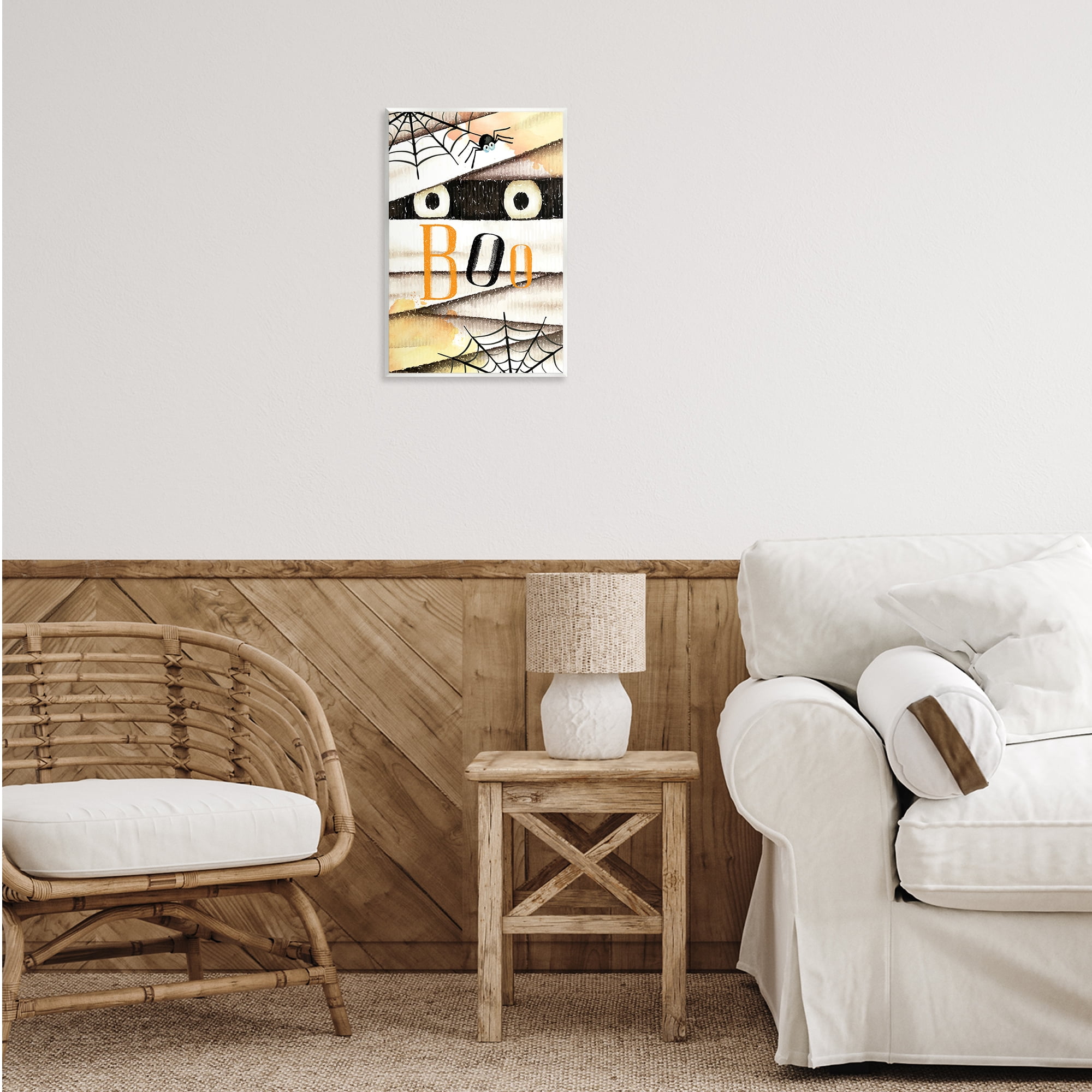 Stupell Industries Spooky Peeking Eyes Typography Painting Unframed Art Print Wall Art, 13 x 19