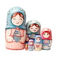 thumbnail image 2 of 6 piezas de muñecas rusas Matryoshka de madera, muñecas anidadas, juguetes coleccionables decorativos tradicionales, arte popular hecho a mano, adecuados para regalar, decoración del Estilo B, 2 of 9