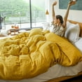 thumbnail image 5 of Simple&Opulence 100% Belgian Flax Linen Duvet Cover King Size -3 Pieces - Natural Flax French Country Bedding Set - Breathable Farmhouse Comforter Cover with Coconut Button Closure - Mustard Yellow, 5 of 7