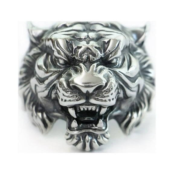 925 Sterling Silver High Detail Tiger Ring Biker Punk Jewelry TA130 US Size 10