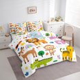 thumbnail image 3 of Manfei Deer Elephant Lion Tiger 7-Piece Bedding Comforter Set,Jungle Animal King Bedding Sets,Kawaii Wildlife Ultra Soft Bed Sheets,Microfiber Cartoon Room Decoration,Reversible, 3 of 6