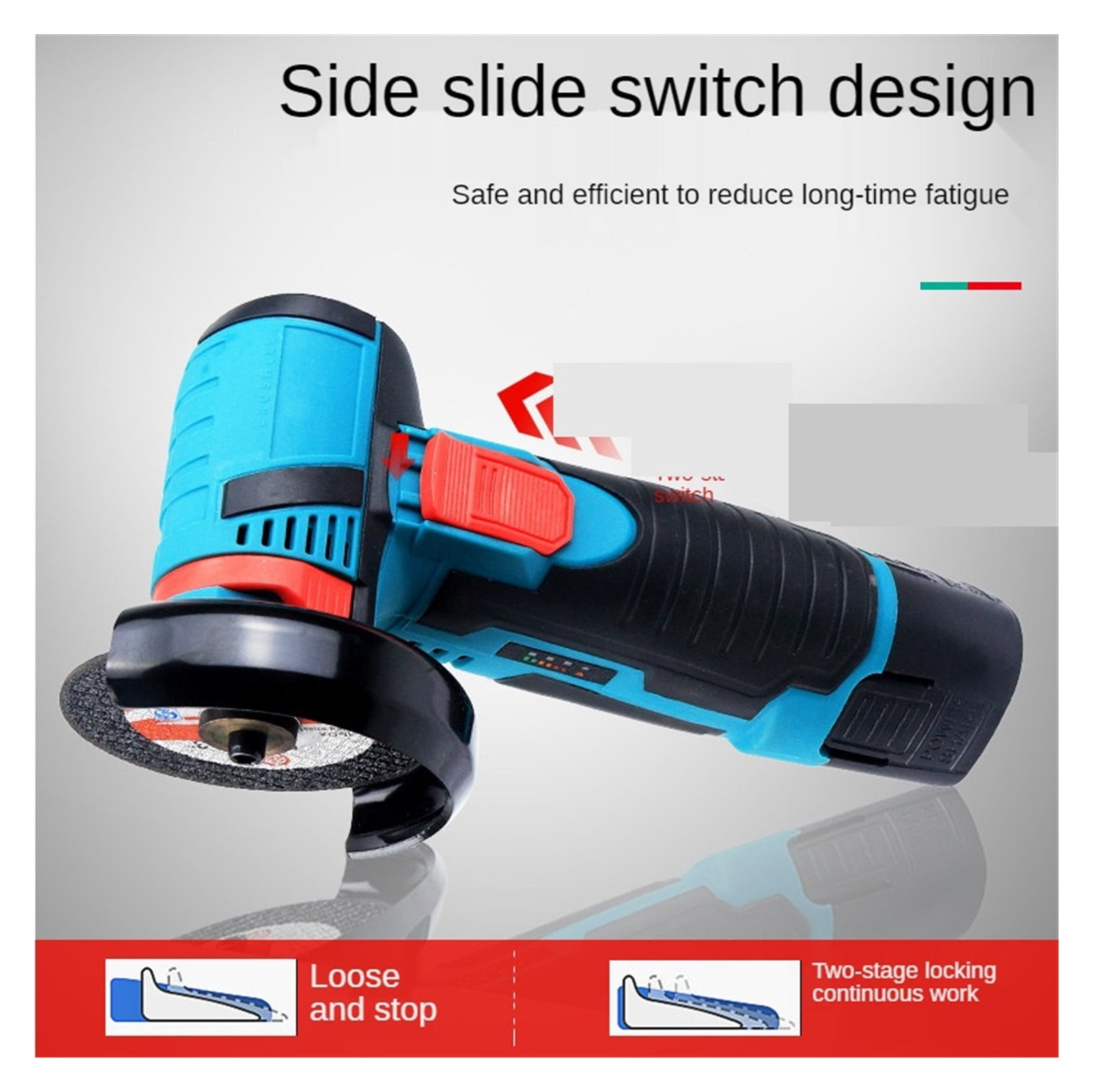 Brushless Angle Grinder, Diamond Cutting Power Tool, Angle Grinder Polishing Machine, Two 12V 2600mAh Batteries ,Multifunctional Tool