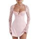 thumbnail image 1 of Vestido de manga larga de encaje para mujer Vestido de corte bajo Vestido para salir Kuymtek Rosa T L para Mujer, 1 of 6