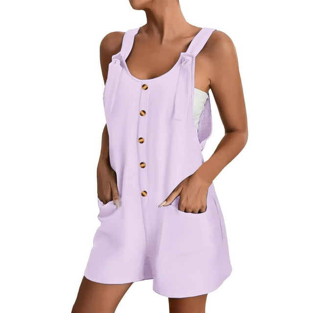 Stylish Women's Jumpsuit Casual Summer Rompers Versatile Button Up Overalls Comfortable Fit for Everyday Wear