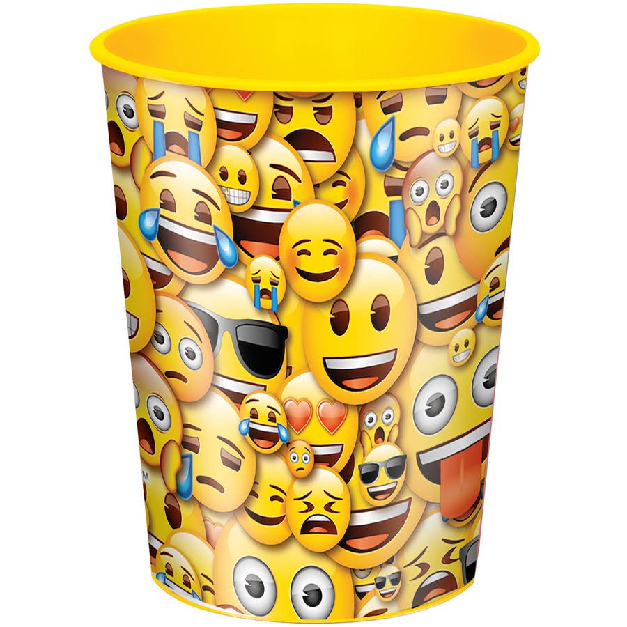 Package of 12 Smile Emoji Plastic Cups, 16oz