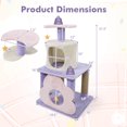 thumbnail image 3 of Costway 31.5" Cute Modern Cat Tree with Condo Top Perch Jute Scratching Posts Hanging Toy Purple, 3 of 10