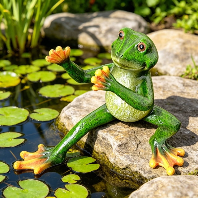 Figurita de resina de rana kung fu, estatua de jardín adornada para decorar el hogar