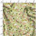 thumbnail image 2 of Soimoi Floral Print, Silk Fabric, Decor Sewing Fabric by The Yard 42 Inch Wide,Decorative Fabric for Shirts Suits Ties, Lime Green & Rust, 2 of 6