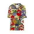 thumbnail image 6 of Gamivast Placed Summer Shirts for Women Short Sleeve V Neck Blouses Shirts Floral Double Layers Tunics Tops Vacation Casual Trendy Loose Fit Shirts Red XXL Recent, 6 of 6