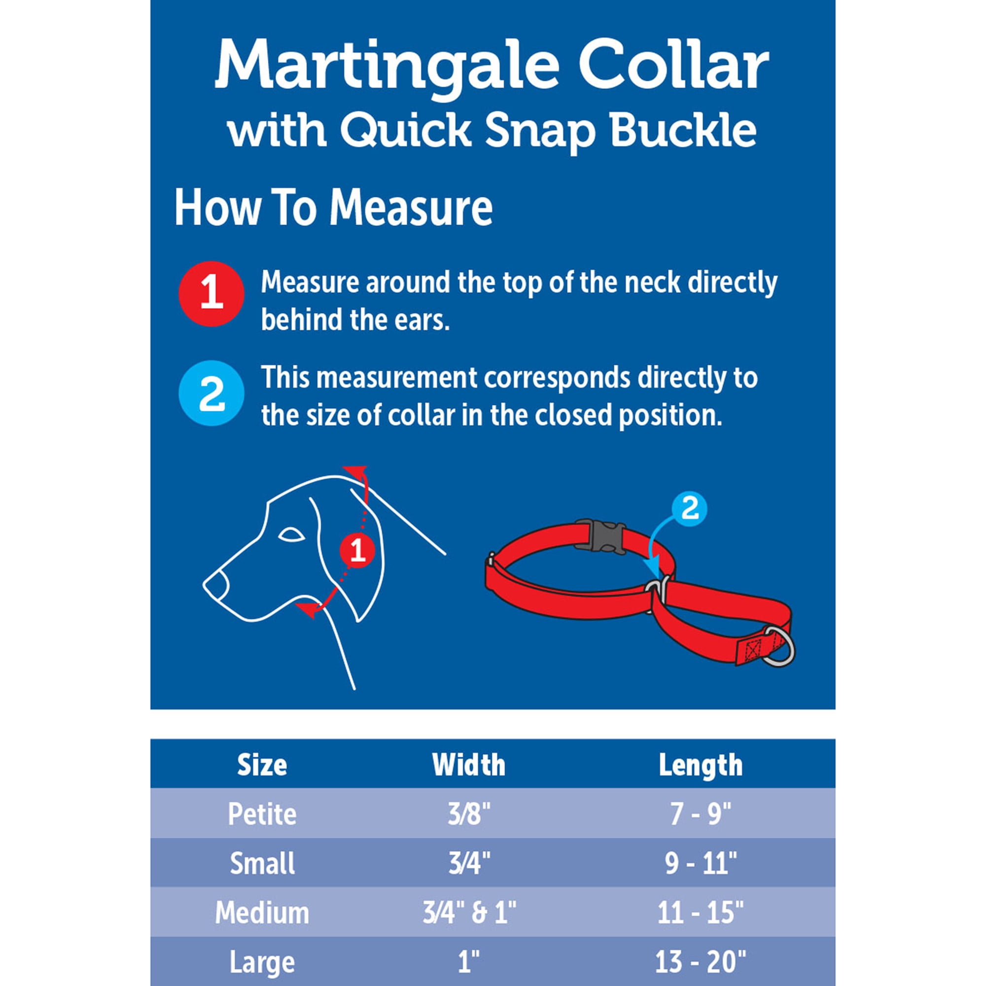 martingale collars with quick snap buckle