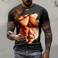 thumbnail image 2 of ZCFZJW 3D Muscle T-Shirts for Men Big and Tall Regular Fit Casual Summer Short Sleeve Graphic Tees Shirt Loose Lightweight Comfy Pullover Tops Black XXL, 2 of 6