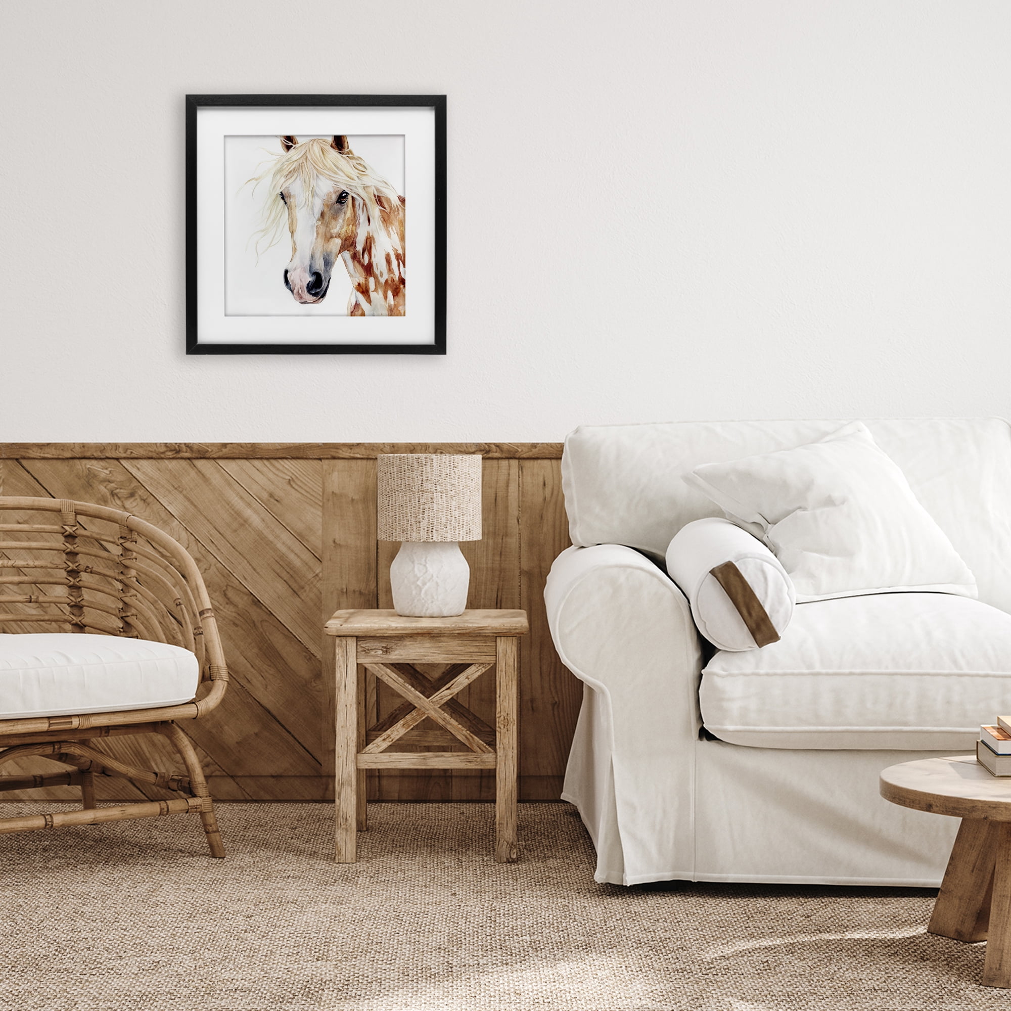 Stupell Industries Majestic Mane Spotted Horse Black Framed Print Under Glass, design by Svetlana Aleynikova