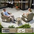 thumbnail image 7 of Vcatnet 9 Pieces Patio Fire Pit Sets Outdoor Patio Sectional Sofa Furniture Wicker Conversation Set with Swivel Glider Chairs Beige, 7 of 7