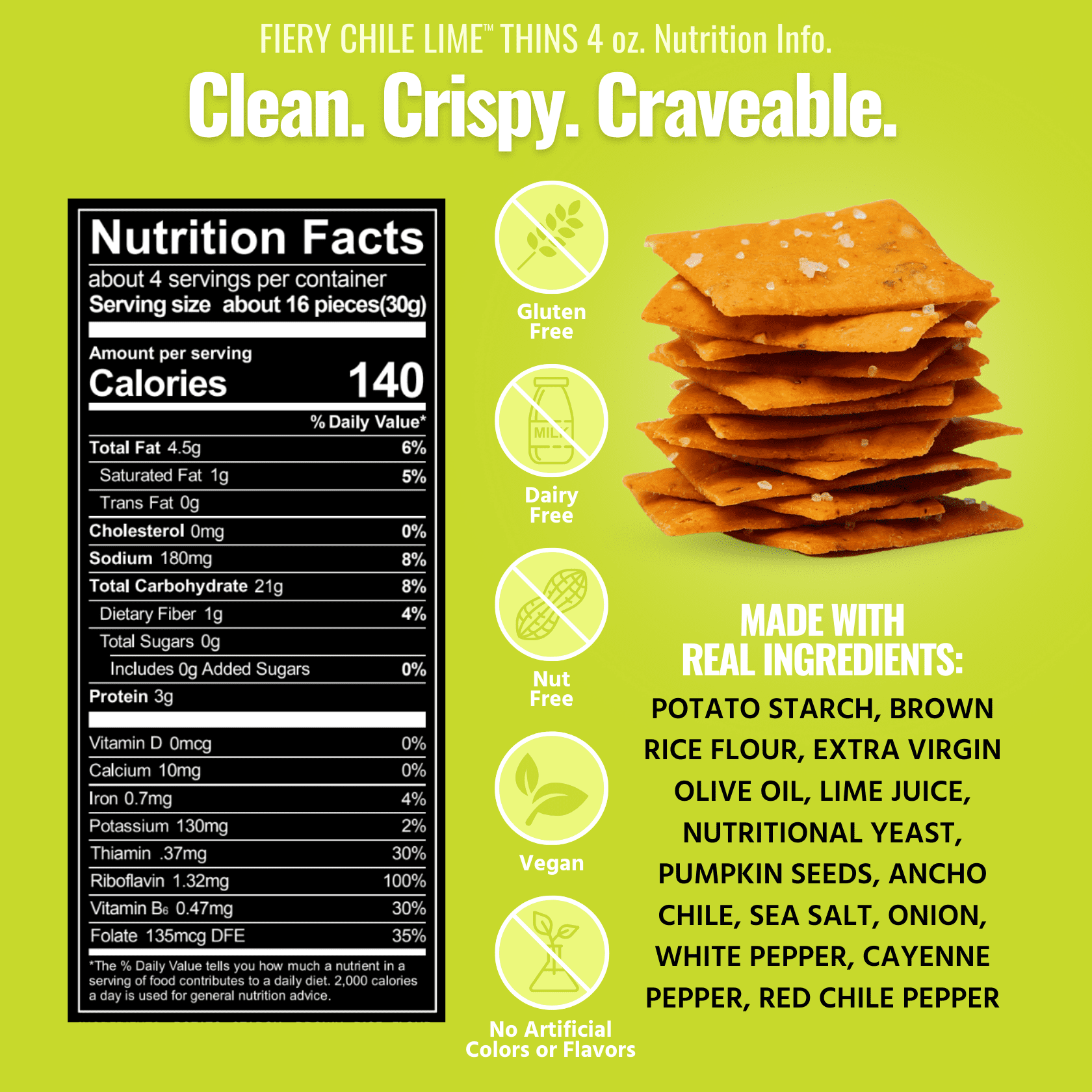 Every Body Eat Snack Thins, Fiery Chile Lime Flavor, Vegan, Gluten Free and Dairy Free (Pack of 2)