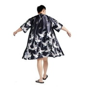 YM YOUMU Men Japanese Satin 3/4 Sleeve Kimono Coat Loose Yukata Long Bathrobe Robes Tops Vintage