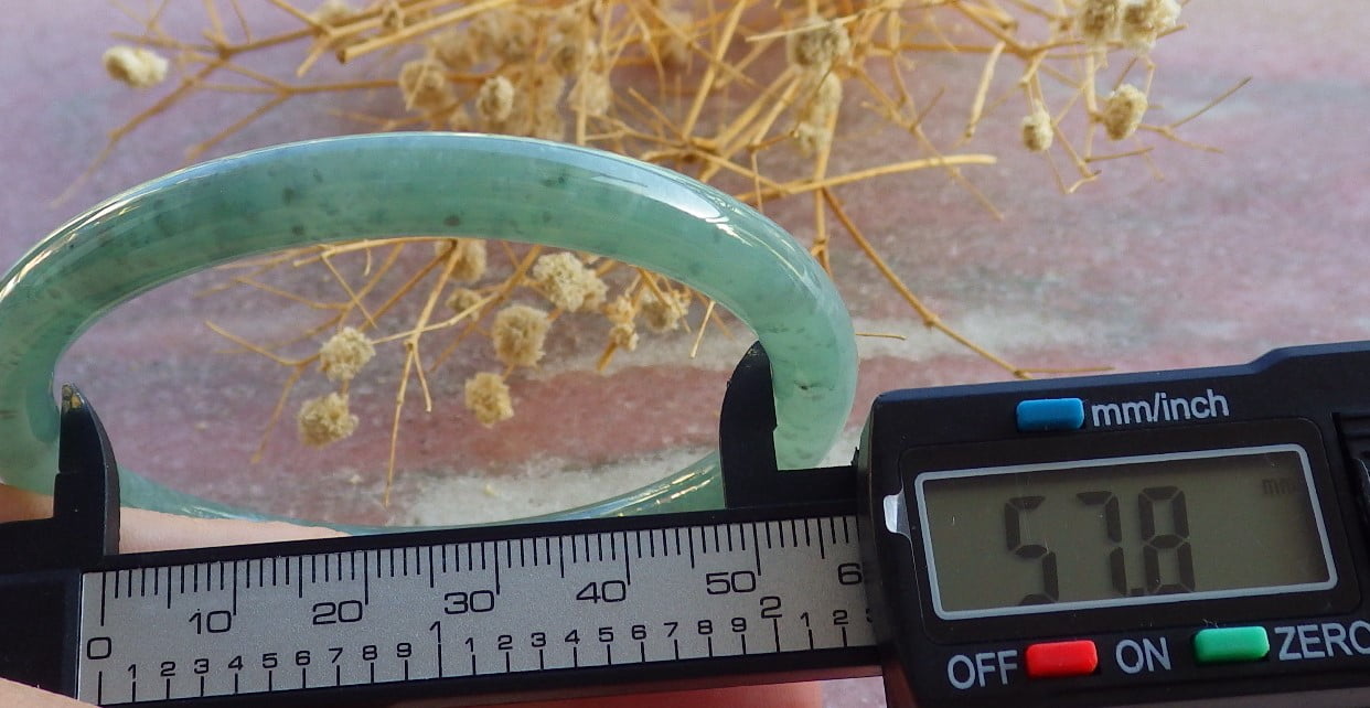 Icy Green Natural A JADE Jadeite Circle Bangle Bracelet 58 mm 685151 TN
