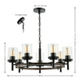 thumbnail image 3 of SAFAVIEH Vancouver 7-Light LED Black Iron Pendant Light with Clear Shade, 3 of 7
