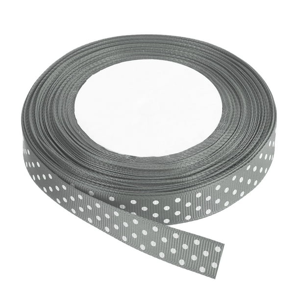 Cintas Grosgrain Uxcell de 25 yardas de 5/8" gris con puntos blancos para moño