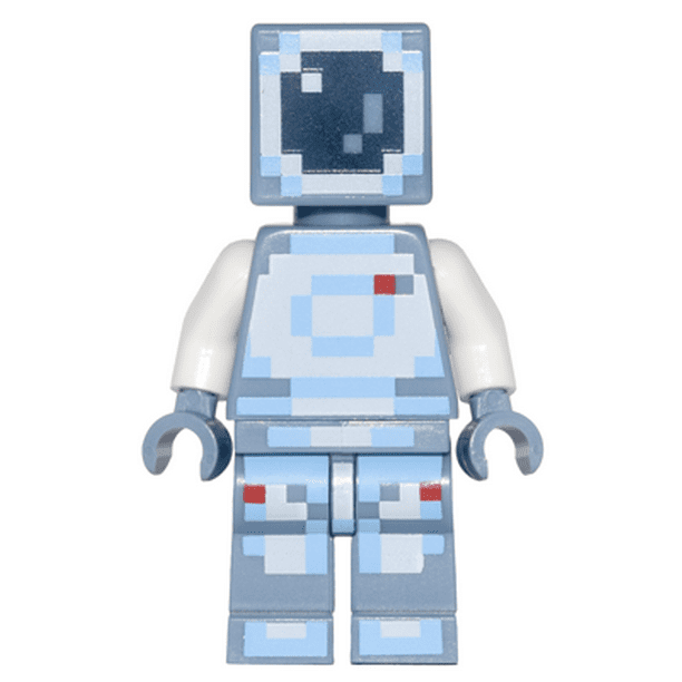 Lego Minecraft Minecraft Skin 4 Pixelated White And Bright Light Blue Space Suit And Dark Blue Visor Minifigure Walmart Com Walmart Com