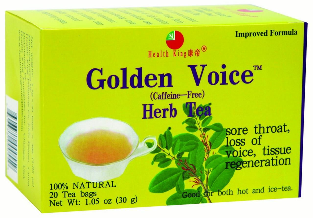Health King Golden Voice Tea, Caffeine Free, 20 Ct