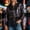 Black, variant on Women's Jacket Long Sleeve Zip-Up Zipper Tassel Sequin Stand Collar Hip Relaxed Solid Fringe