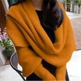 thumbnail image 2 of Prolriy Shawl Wraps for Women Utrum Knitted Cable Wrap for Women Cropped Sweater Womens Wrap Sweater Knitted Scarf with Sleeves Knitted Wrap Sweaters for Women Yellow A, 2 of 4