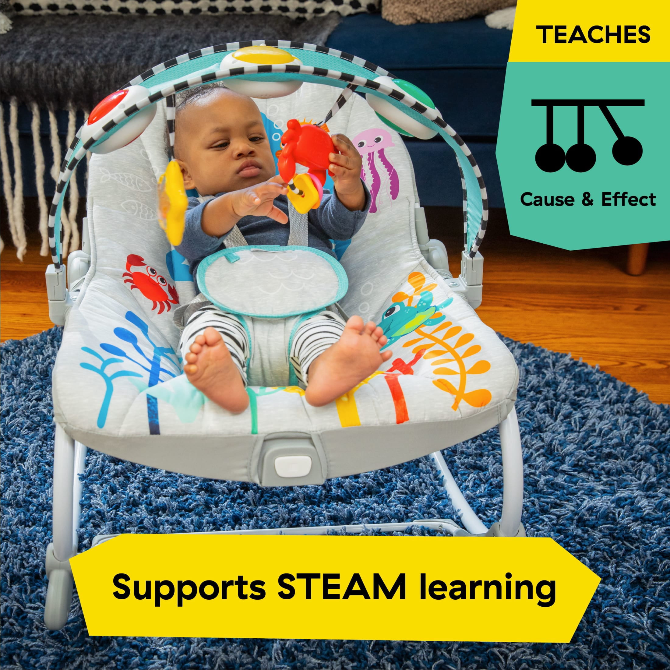 Baby Einstein Ocean Explorers Kick to It Opus Musical Infant to Toddler Rocker, Ages 0+ Months