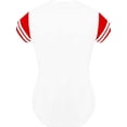 thumbnail image 2 of DIGITMON Women's Baseball Softball Jersey Button Down Two-Stripe Sleeve Shirts Uniform WHITERED, Large, 2 of 4
