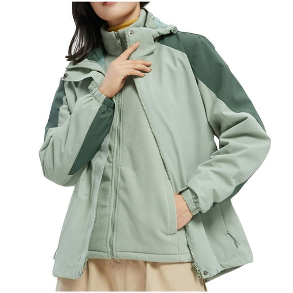 Fesfesfes Women Winter Coats Ladies Fleece Thickened Warm Hooded Reversible Jacket Fall Saving Sale