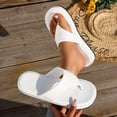thumbnail image 5 of 2DXuixsh Women's Platform Flip Flops Solid Color Height Increasing Beach Sandals with Rhinestones Stylish Simple EVA Slides Size 8, 5 of 5