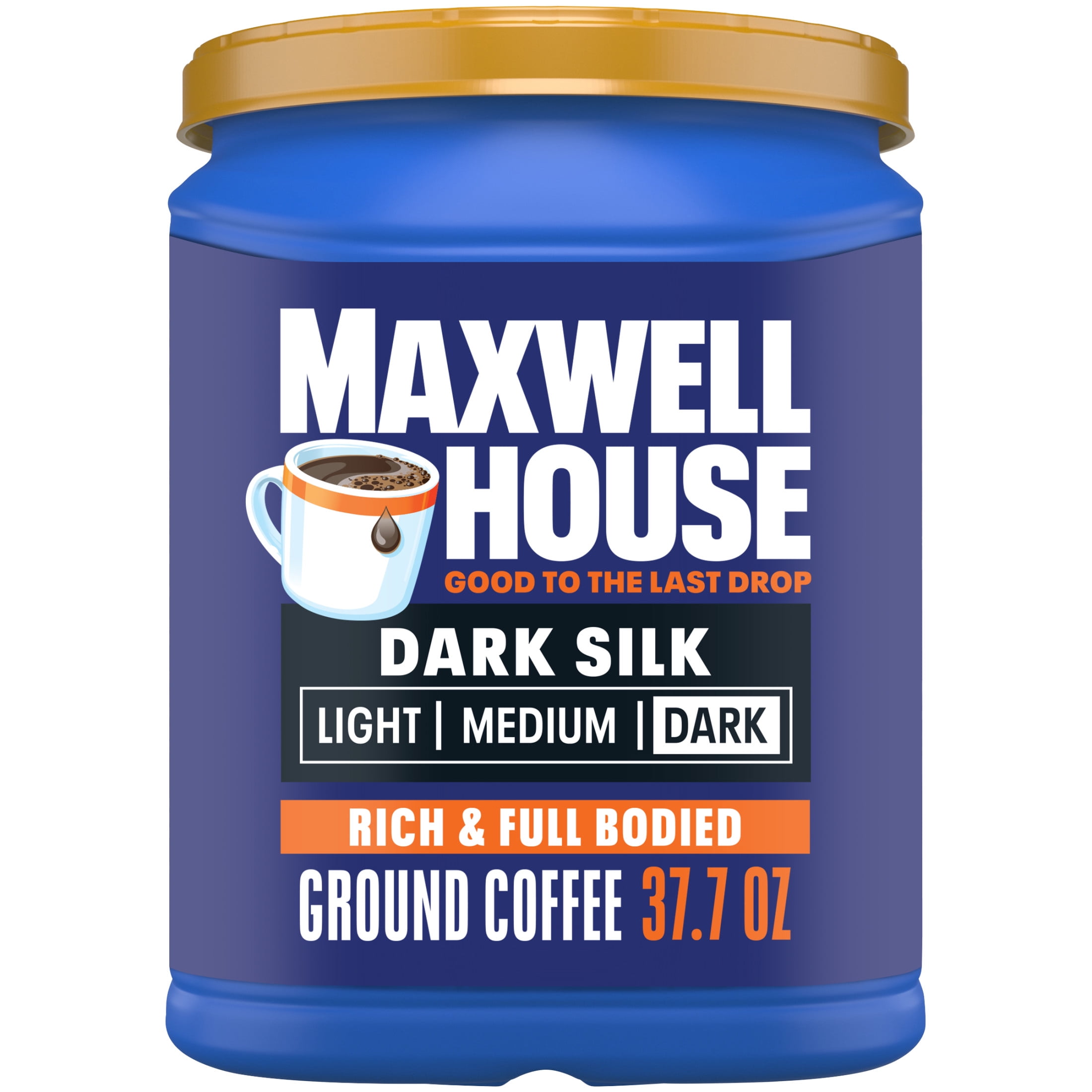 (2 pack) Maxwell House Dark Silk Dark Roast Ground Coffee, 37.7 oz Canister