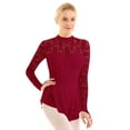 thumbnail image 2 of MSemis Women's Floral Lace Long Sleeve Figure Ice Skating Dress, 2 of 4