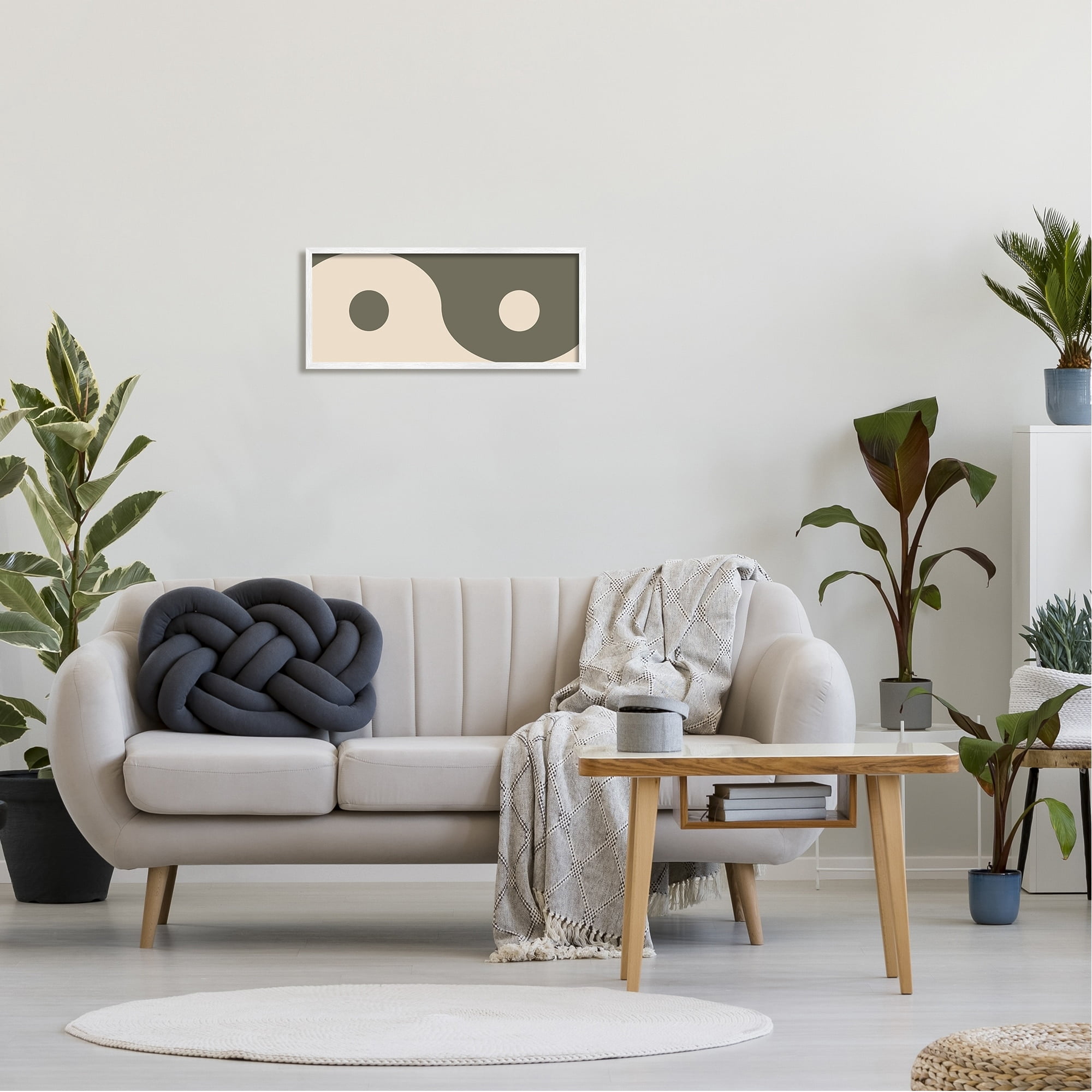 Stupell Industries Harmony Yin Yang Spiritual Symbol Minimal Design Graphic Art White Framed Art Print Wall Art, Design by Daphne Polselli
