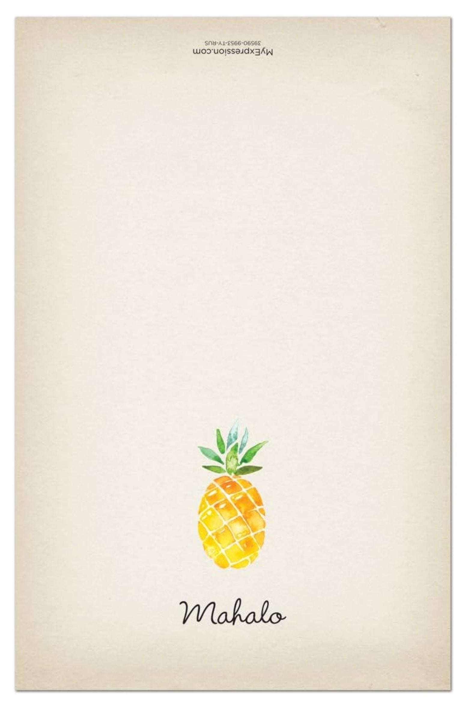 50 Watercolor Rustic Pineapple Hawaiian Mahalo Thank You Cards + Envelopes