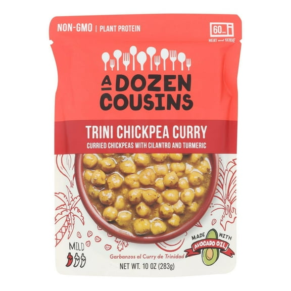 A Dozen Cousins Ready to Eat Trini Chickpea Curry, 10 Oz Pouch Pack Of 6