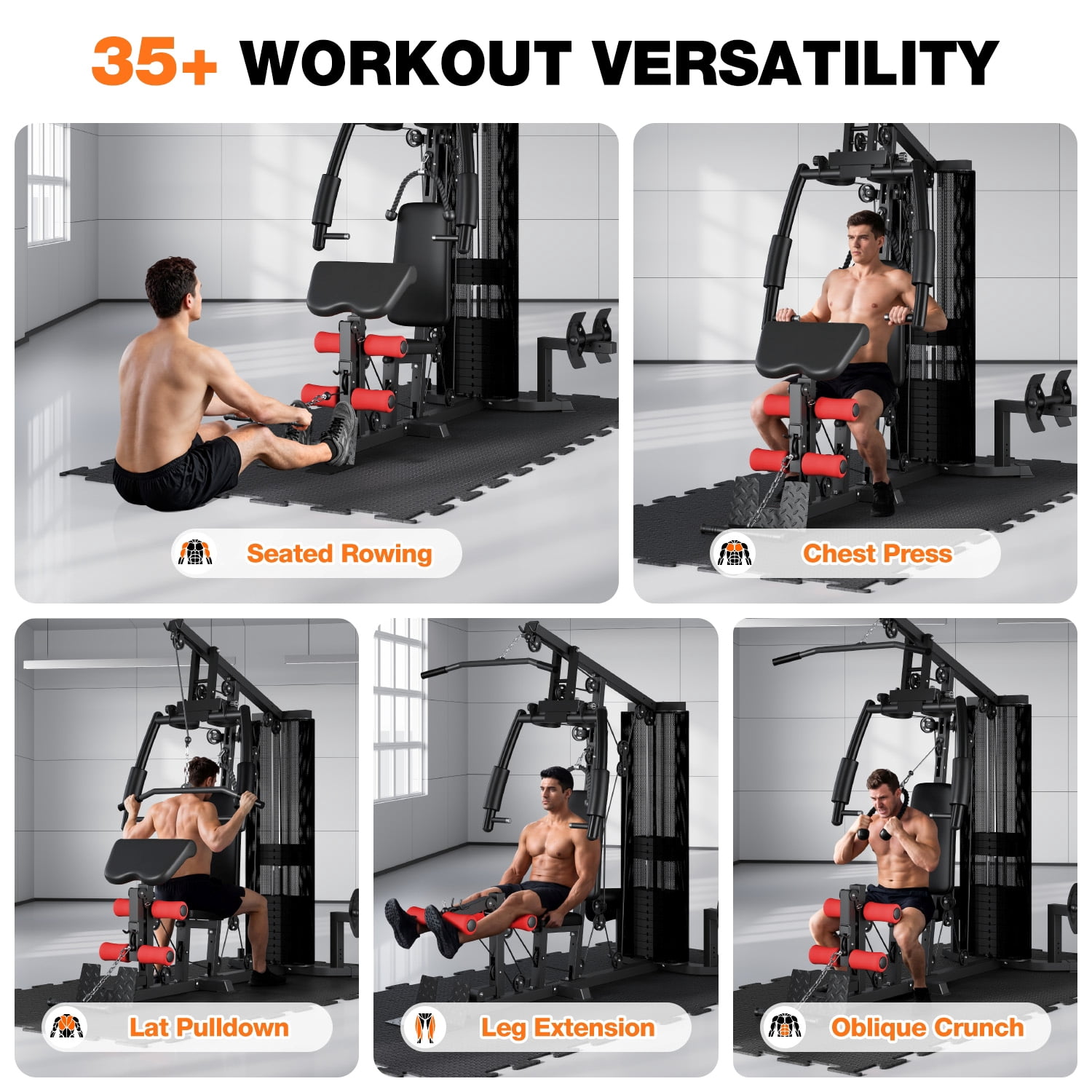 Home Gym Station,Multifunctional Home Gym Equipment,Workout Station with 150LBS Weight Stack,Exercise Equipment with Pulley System for Full Body Training