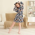 thumbnail image 3 of FORMRS Niños Bathrobe Unisex Hooded Robe Soft Plush Pajamas Sleepwear, Size 10-12T, Blue Circle Mosaic, 3 of 7