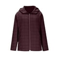 thumbnail image 2 of OGLCCG Women's Lightweight Down Jacket Zip Up Warm Quilted Hooded Puffer Coat with Pockets Solid Color Casual Loose Fall Winter Outwear,S,Wine, 2 of 3
