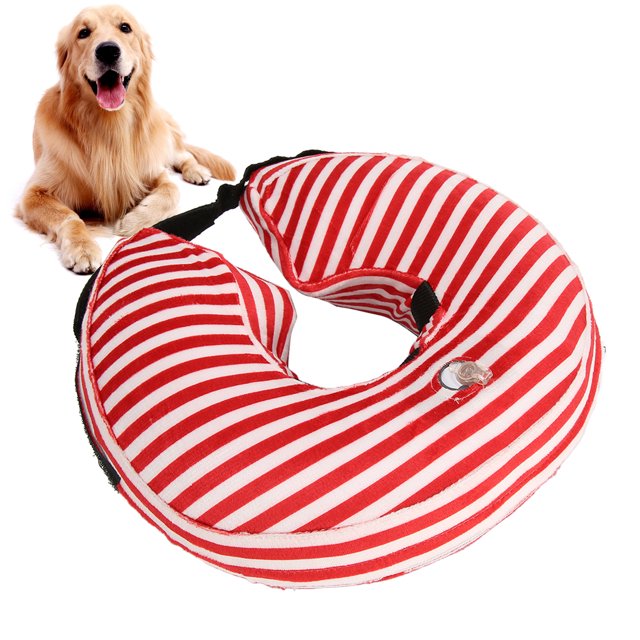 Dog Cone, Inflatable PVC Lining Comfortable Easy Storage Promote Wound Recovery Pet Recovery Collar for Dogs Camo Hook and Hoop Fasteners,Blue USA Flag