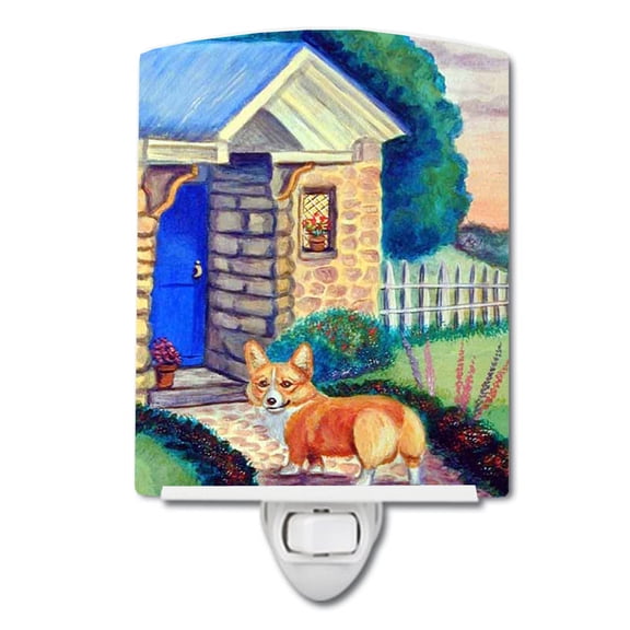 Caroline's Treasures 7169CNL Corgi at the Cottage Ceramic Night Light, 6x4x3", multicolor